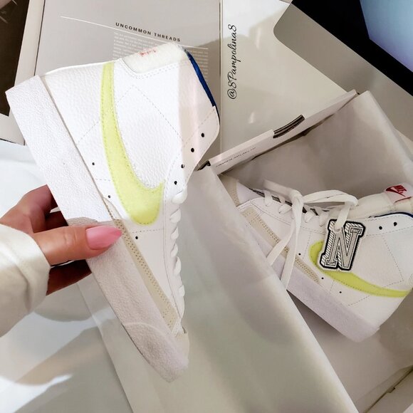 Nike Blazer Mid 77 (GS) Shoe Size 5Y White/Light Lemon Twist Style DQ1042 100 - Picture 3 of 13